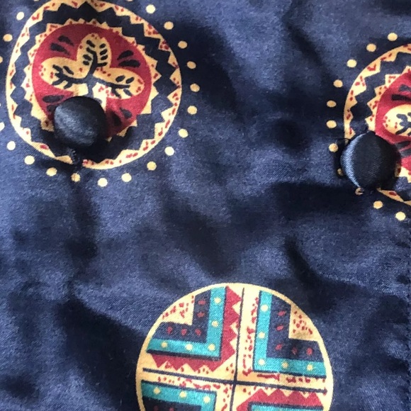 Vintage Sleep Club Satin Sleep Shirt Nightgown Size Medium Navy Kimono 90’s Sz M - Picture 5 of 7